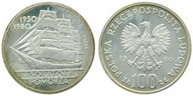 Polonia 1980 100 Zlotych. PROBA PATTERN - (Km#PR392) Mintage: 4000. Poland. Solatdaru pomorza., Presentanción original. Silver
Grado: proof