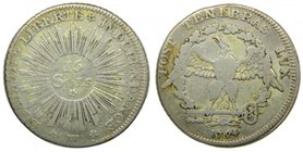 Suiza Geneva 15 sols . 1794 W. (km#97) 3,26 gr Ag. 
Grado: bc