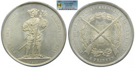 Suiza 5 francs 1857 Bern (X#S4) mintage 5195. PCGS MS62. Switzerland 
Grado: MS62