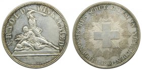 Suiza 5 Franc 1861 (X#S6) 24,96 gr ag. Switzerland. Stans in Nidwalden
Grado: mbc+