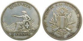 Suiza 5 Franc 1863 (X#S7) 25,02 gr ag. Switzerland. La Chaux-de-Fond. Ar 5 Francs or Schützentaler,
1863 (Ar - SLAB ). HMZ 2-1343e, (Dav381)
Grado: ...