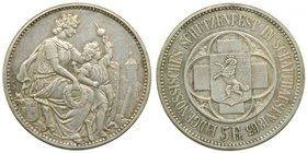 Suiza 5 Franc Schaffhausen 1865 (X#S8) 25 gr ag. Switzerland (Schützentaler) 
Grado: mbc
