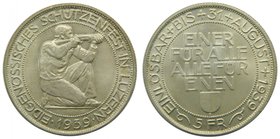 Suiza 5 Franc 1939 . Switzerland - Shooting Talers (1934-1939) - Luzern - Federal Festival in Luzern 19,52 gr Ag. (XS20)
Grado: sc