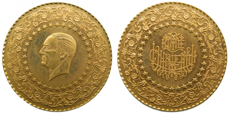 Turquia 250 Kurush. 1969 (km#873). 17,62 gr Au 917 mls. Turkey gold. Monnaie de ...