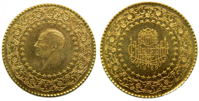 Turquia 50 Kurush. 1968 (km#871).3,52 gr Au 917 mls. Turkey gold. Monnaie de Lux...