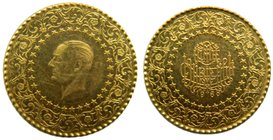Turquia 25 Kurush. 1968 (km#870). 1,75 gr Au 917 mls. Turkey gold. Monnaie de Luxe
Grado: sc