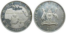 Uganda 20 Shillings 1970 (km#11) 40 gr Ag 999. marquitas 
Grado: sc