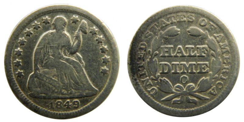 Estados Unidos de América. 1/2 dime. 1849 O. (Km#62.2). Ag 1,34 gr. 900 mls. Uni...