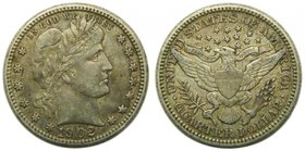 Estados Unidos de América. 1/4 dólar. 1902. (km#114) Barber Quarter.
Grado: bc+