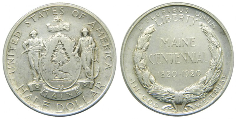 Estados Unidos de América. 1/2 dólar. 1920. Maine Centennial. (Km#146). Ag 12,44...