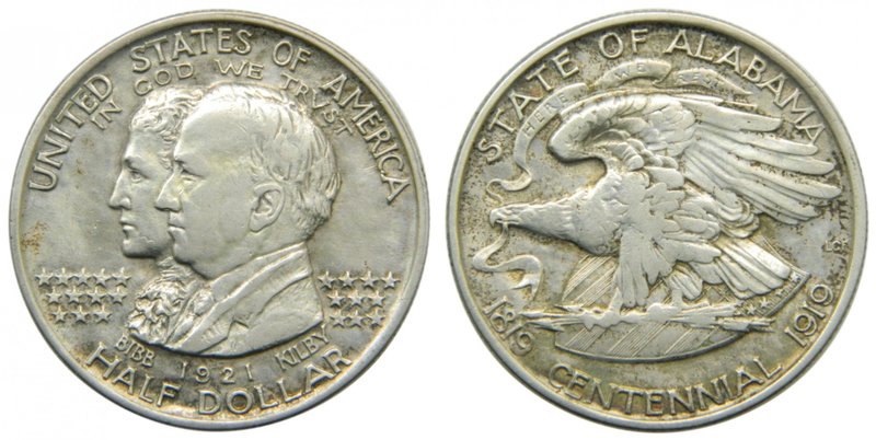 Estados Unidos de América. 1/2 dólar. 1921. Alabama Centennial. (Km#148.2). Ag 1...