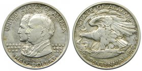 Estados Unidos de América. 1/2 dólar. 1921. Alabama Centennial. (Km#148.2). Ag 12,36gr. 900 mls. United States of América. Half dollar. Bibb & Kilby. ...