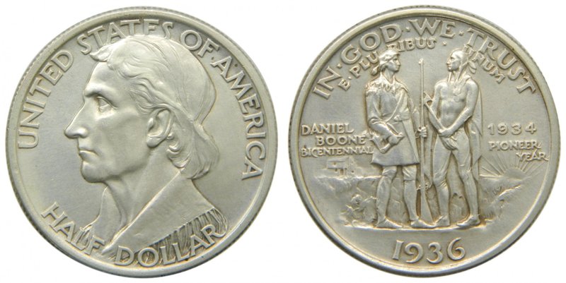 Estados Unidos de América. 1/2 dólar. 1936. Daniel Boone Bicentennial.(km#165.2)...