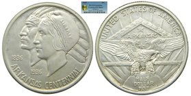Estados Unidos de América. 1/2 dólar. 1937. Arkansas Centennial. (Km#168). Ag 12,48 gr. 900 mls. Commemorative coinage. 5,505 pieces
Grado: PCGS