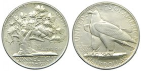 Estados Unidos de América. 1/2 dólar. 1935. Connecticut Tercentenary. (Km#169). Ag 12,56 gr. 900 mls. The Charter Oak. Commemorative coinage. 
Grado:...
