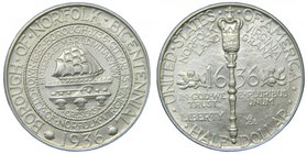 Estados Unidos de América. 1/2 dólar. 1936. Borough of Norfolk Bicentennial Virginia. (Km#184). Ag 12,51 gr. 900 mls. Commemorative coinage. 
Grado: ...