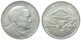 Estados Unidos de América. 1/2 dólar. 1937. Arkansas Centennial. 1836-1936. (Km#187). Ag 12,49 gr. 900 mls. Commemorative coinage. PCGS UNC Detail Cle...