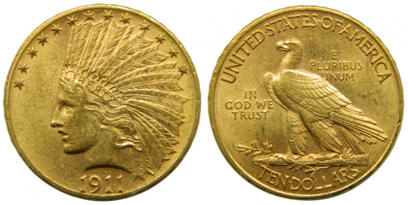 Estados unidos 10 dolares 1911. (km#130) Indian Head . 16,71 gr AU. Marquitas 
...
