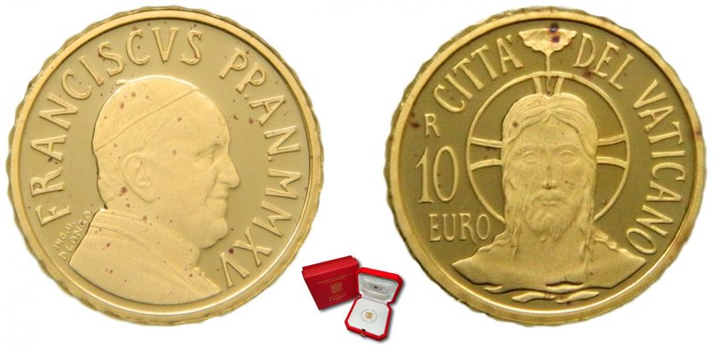 biddr - Monedalia, Auction 2, lot 903. Vaticano 10 euro 2015 . Pontificato  di S.S Francesco - II Battesimo. Peso: 3 gr