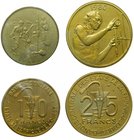 West african states. conjunto 2 monedas ESSAI . 25 Francs 1980 E9 (km#9). 10 francs 1981 E12 (km#10) monnaie de Paris. Banque Centrale etats de l´Afri...