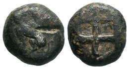 IONIA. Chios. Sphinx seated left,textured cross-hatching in each quarter

Condition: Very Fine

Weight: 5.95gr
Diameter: 17.58mm
