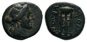 Laodikeia, Phrygia. AE19 (7.65 g), c. 133-49 BC.

Condition: Very Fine

Weight: 3.05gr
Diameter: 14.38mm

From a Private Dutch Collection.