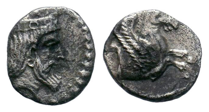 Cilicia, Uncertain AR Obol. 4th century BC. 

Condition: Very Fine

Weight: 0.51...