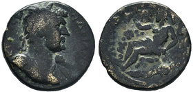 PHRYGIA, Apamea. Hadrian. 98-117 AD. Æ 20mm (5.44 gm). Laureate bust right, aegis tied at shoulder / The river god Marsyas reclining left, holding alo...