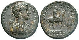 MYSIA, Adramyteum. Commodus. AD 177-192. Æ Medallion (32mm, 28.05 g, 6h).  Aelius Reginus, strategus . Laureate, draped, and cuirassed bust right / Co...