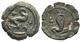 EGYPT. Alexandria. Pseudo-autonomous (1st century AD). Ae.
Obv: Uraeus serpent coiled right; uncertain symbols around.
Rev: Agathadaemon serpent coile...