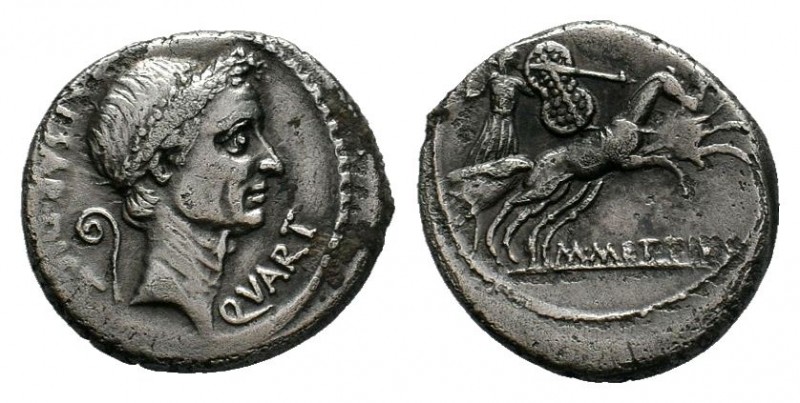 Julius Caesar. January 44 BC. AR Denarius (17mm, 3.67g, 12h). Rome mint. M. Mett...