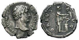Hadrian. 117-138 AD. AR Denarius, / SALVS AV-G, Salus standing right feeding out of patera serpent coiled around altar. RIC II 267

Condition: Very Fi...
