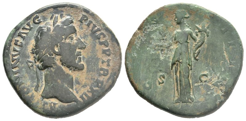 Antoninus Pius. AD 138-161. Æ Sestertius , , Salus standing left,

Condition: Ve...