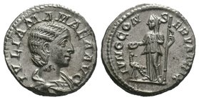 Julia Mamaea (+235) - AR Denarius (Rome, 222, )- Draped bust right / Juno stg. left, peacock a feet (RIC 343 / RSC 35), 18mm / 3,69gr

Condition: Very...