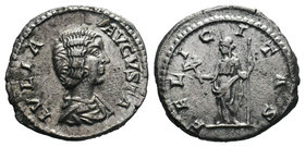 Julia Domna. Augusta, AD 193-217. AR Denarius, / Felicitas standing left, holding caduceus and scepter. RIC IV 551

Condition: Very Fine

Weight: 3.86...