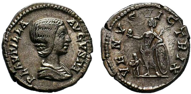 Plautilla, wife of Caracalla . Denarius 202-205 AD.  PLAVTILLA – AVGVSTA Draped ...