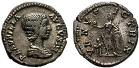 Plautilla, wife of Caracalla . Denarius 202-205 AD.  PLAVTILLA – AVGVSTA Draped bust r. Rev. VENVS – VICTRIX Venus standing l., holding apple and palm...