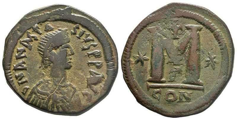Anastasius I. 491-518. Æ follis (36 mm, 17.43 g, 6 h). Constantinople,

Conditio...