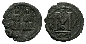 Justin II and Sophia, AE Half-Follis. Cyzicus. 

Condition: Very Fine

Weight: 9.61gr
Diameter: 27.43mm

From a Private German Collection.
