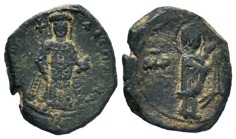 Manuel I AE 22mm tetarteron, 1143-1189 AD. MP-ΘV, Mary, nimbate, standing right,...