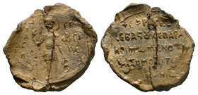 Antonios sebastos and parakoimomenos (ca 12th/13th cent.) 
Diam.: mm Weight: 23.84 gr. Condition: F. Some strikes in both sides, cracked
alongside the...