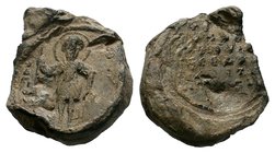 BYZANTINE LEAD SEALS. Uncertain (Circa 9th -13th century). 
Obv: Standing Figure of Christ.
Rev: Legend in 6 lines.

Condition: Very Fine

Weight: 19....