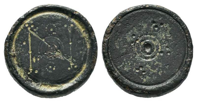 Byzantine Inlaid Weight - 8th-12th century AD. commercial weight, with a flat to...