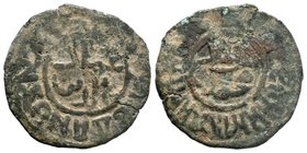 DANISHMENDID,Imad Al-Din Dhu'l-Nun, 1142-1175, AE dirham , No Mint & No Date, royal inscriptions only, bilingual in Arabic & Greek on both sides, marg...