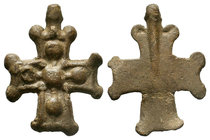 Byzantine Cross Pendant. 8th-12th century AD. A lead cross pendant with expanding arms and integral loop, a high-relief cross with T-shaped terminals ...