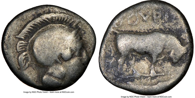 LUCANIA. Thurium. Ca. 443-400 BC. AR triobol or diobol (11mm, 5h). NGC VG. Head ...