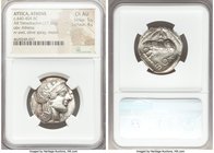 ATTICA. Athens. Ca. 440-404 BC. AR tetradrachm (26mm, 17.20 gm, 8h). NGC Choice AU 5/5 - 4/5. Mid-mass coinage issue. Head of Athena right, wearing cr...