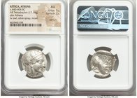 ATTICA. Athens. Ca. 440-404 BC. AR tetradrachm (24mm, 17.14 gm, 9h). NGC AU 5/5 - 2/5, test cuts. Mid-mass coinage issue. Head of Athena right, wearin...