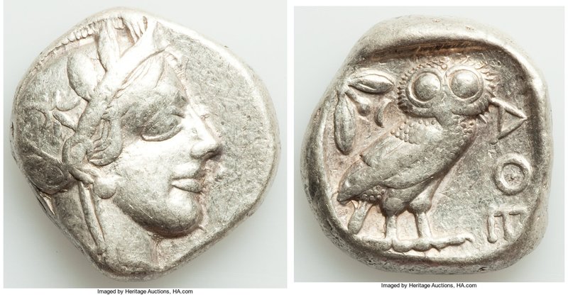 ATTICA. Athens. Ca. 440-404 BC. AR tetradrachm (24mm, 17.14 gm, 1h). VF, graffit...
