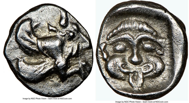 CARIA. Uncertain mint. Ca. 480-430 BC. AR quarter-stater or diobol (11mm, 1h). N...